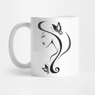 Woman Face with Butterflies Mug